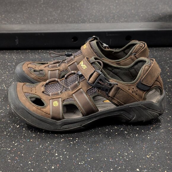 Teva Omnium Performance Sandals 6153 Mens 10.5 - Brown Leather Hiking Fishing